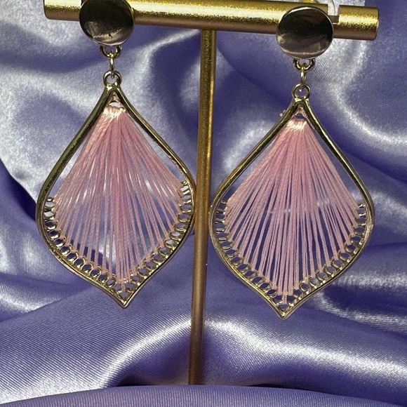 Pink & Gold Boho Drop Earrings – Statement Dangle Jewelry NWT - Picture 9 of 13